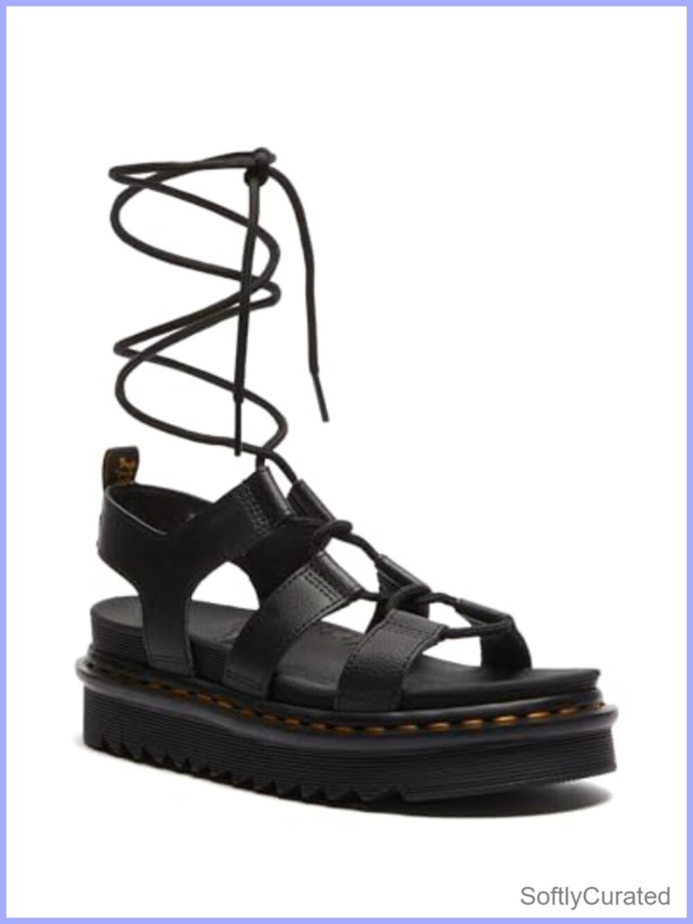 PU Coated Leather Gladiator Platform Sandals X-Strap Tie Casual Lightweight